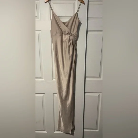 BHLDN Anthropologie Tank Top Maxi Dress Gown Freya Satin Charmeuse Slit Formal - Picture 3 of 6